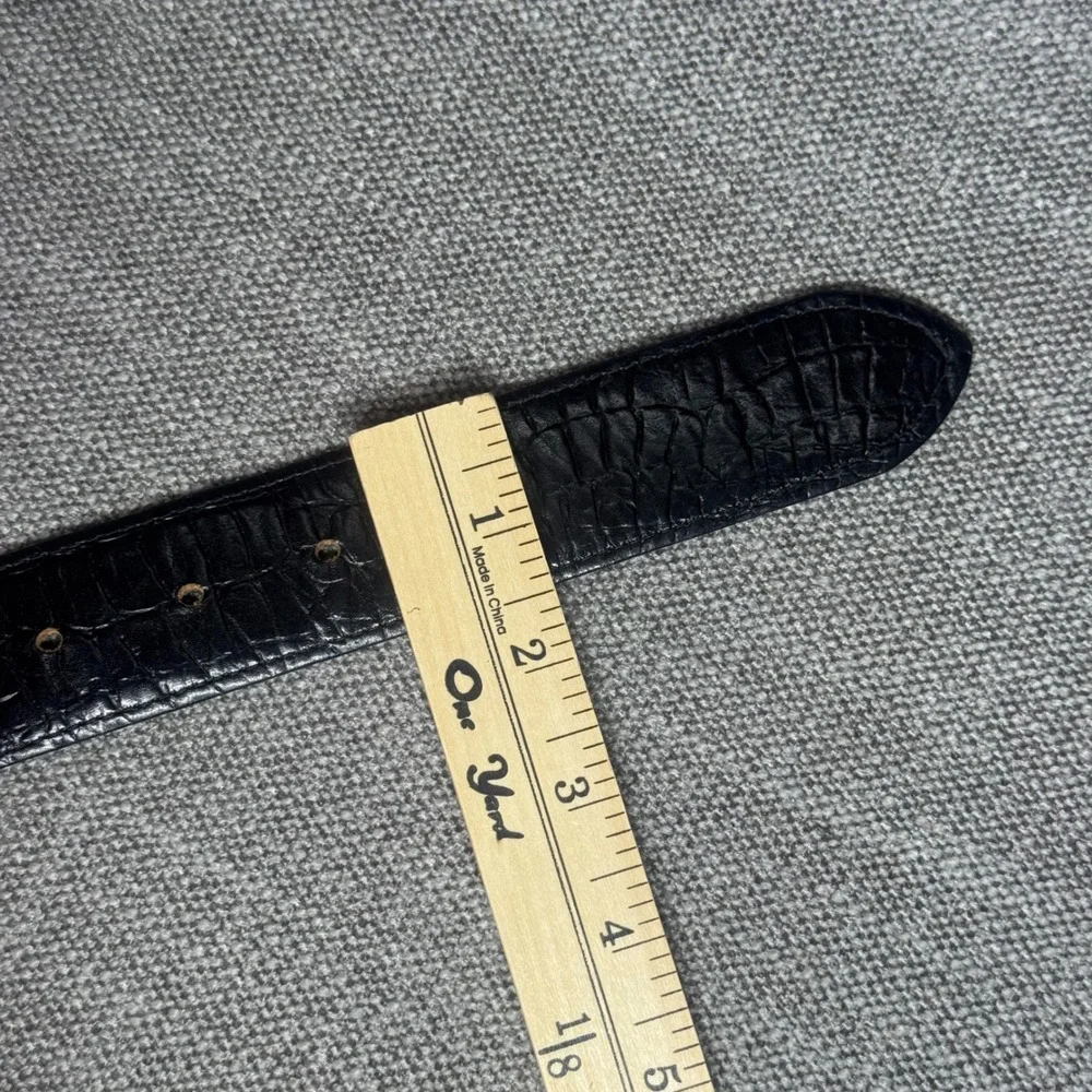 Cipriani Vintage Black Italian Alligator Calfskin Leather Belt Large Old Money